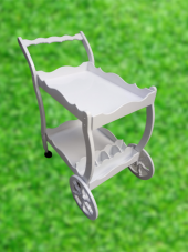 Servis Araba 19715 Teker EKO Model MDF Beyaz Ceviz Boya Yemek dağıtım el yapım thumbnail 3