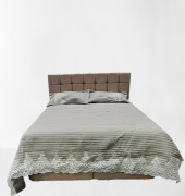 Yatak Örtüsü 19686 Zümrüt Çift Kişilik Dantelli Kapuçino %80 Pamuk El Yapım - 1