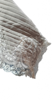 Yatak Örtüsü 19687 Zümrüt Çift Kişilik Dantelli Krem %80 Pamuk El Yapım - 3