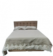 Yatak Örtüsü 19686 Zümrüt Çift Kişilik Dantelli Kapuçino %80 Pamuk El Yapım - 2