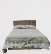 Yatak Örtüsü 19686 Zümrüt Çift Kişilik Dantelli Kapuçino %80 Pamuk El Yapım - 3