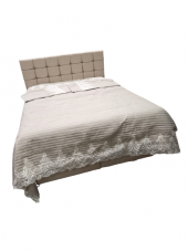 Yatak Örtüsü 19687 Zümrüt Çift Kişilik Dantelli Krem %80 Pamuk El Yapım - 1