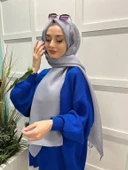 Siyane Scarf Tül Görünümlü Şal - Pırlanta Abiye Düğünlük Şal 00790  GRİ - 2