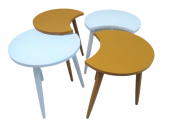 Zigon-Orta 19620 Sehpa Tk HİLAL Model Parlak Hardal Beyaz Kayın RETRO Ayak Elyapı thumbnail 2