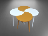 Zigon-Orta 19620 Sehpa Tk HİLAL Model Parlak Hardal Beyaz Kayın RETRO Ayak Elyapı thumbnail 4