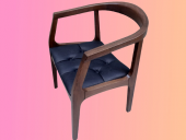 Sandalye 19632 ST Kayın Ahşap Tam Kolçaklı Model ZUS139 Suni Deri Kapitone Döşeme thumbnail 2