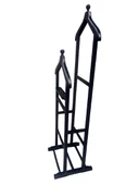 DİLSİZ UŞAK 19441 Kayın Model Demonte Parlak Siyah Çift Tepe Askılık El Yapım - 5