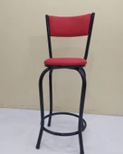 Sandalye 12750 BAR Tipi Yüksek1ad KIRMIZI Suni deri döşem Metal SİYAH El Yapım - 2