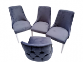 Sandalye 19424 PAPEL Model Kayın Retro Ayak BABYFAC Antrasit Kapiton Döşem Kumaş thumbnail 3