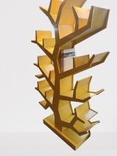 Kitaplık19413 Ahşap AĞAÇ DALI Tek Parça MDF Parlak Sarı Lake Boya El Yapım - 3