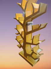 Kitaplık19413 Ahşap AĞAÇ DALI Tek Parça MDF Parlak Sarı Lake Boya El Yapım - 5