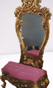 Dresuar 19379 PRENSES PUF Polyester döküm GOLD Aslan Ayak Kapitone puf El Yapım - 2
