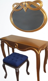 Dresuar 19378 CNC Gold Kayın Aslan Ayak El oyma İmza ayna Kapitone puf El yapı - 1