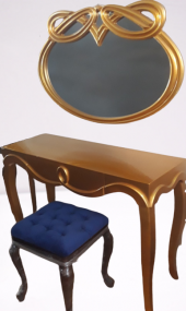 Dresuar 19378 CNC Gold Kayın Aslan Ayak El oyma İmza ayna Kapitone puf El yapı - 3