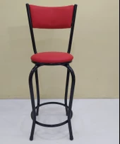 Sandalye 12762 BAR Tipi Yüksek Model 4ad KIRMIZI Suni deri döşem Metal Siyah - 1