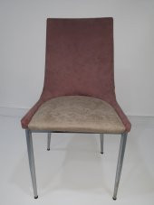 Sandalye 19355 SAMBA Metal Çelik Nikelaj Pembe-Bej 4 Adet Kaliteli kumaş El Yapım thumbnail 1