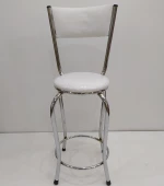 Sandalye 12764 BAR Tipi Yüksek Model BEYAZ Sunideri döşem Metal nikelaj El Yapım thumbnail 2