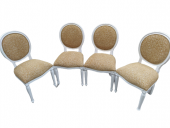 Sandalye 18575 MADALYON Kayın Ayak Parlak Beyaz Kalite Keten Kumaş 4 Ad  El Yapım thumbnail 1