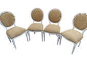 Sandalye 18575 MADALYON Kayın Ayak Parlak Beyaz Kalite Keten Kumaş 4 Ad  El Yapım thumbnail 2