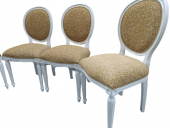 Sandalye 18575 MADALYON Kayın Ayak Parlak Beyaz Kalite Keten Kumaş 4 Ad  El Yapım thumbnail 3