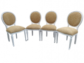 Sandalye 18575 MADALYON Kayın Ayak Parlak Beyaz Kalite Keten Kumaş 4 Ad  El Yapım thumbnail 4