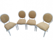 Sandalye 18575 MADALYON Kayın Ayak Parlak Beyaz Kalite Keten Kumaş 4 Ad  El Yapım thumbnail 5