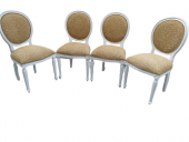 Sandalye 18575 MADALYON Kayın Ayak Parlak Beyaz Kalite Keten Kumaş 4 Ad  El Yapım thumbnail 7