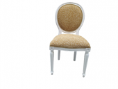 Sandalye 18573 MADALYON Kayın Ayak Parlak Beyaz Boya Kalite Keten Kumaş El Yapım thumbnail 1