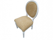 Sandalye 18573 MADALYON Kayın Ayak Parlak Beyaz Boya Kalite Keten Kumaş El Yapım thumbnail 5