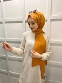 Siyane Scarf Medine İpeği Şal 00737  HARDAL thumbnail 2