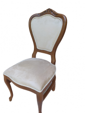Sandalye 18496 Klasik Model Kayın Aslan ayak ceviz babyface kumaş Oyma El yapım - 3