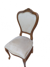 Sandalye 18496 Klasik Model Kayın Aslan ayak ceviz babyface kumaş Oyma El yapım - 6