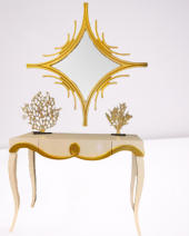 Dresuar 18471 CNC KABARTMA Model Kayın aslan ayak Parlak BEYAZ-GOLD uyum El yapım - 3