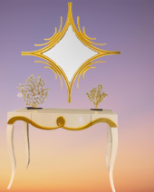 Dresuar 18471 CNC KABARTMA Model Kayın aslan ayak Parlak BEYAZ-GOLD uyum El yapım - 4