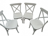 Sandalye 18467 ÇAPRAZ Model Klasik Mobilya Kayın Retro Parlak Beyaz renk El Yapmı - 1