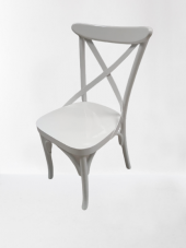 Sandalye 18467 ÇAPRAZ Model Klasik Mobilya Kayın Retro Parlak Beyaz renk El Yapmı - 2