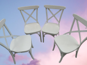 Sandalye 18467 ÇAPRAZ Model Klasik Mobilya Kayın Retro Parlak Beyaz renk El Yapmı - 5