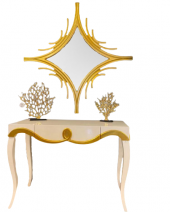Dresuar 18471 CNC KABARTMA Model Kayın aslan ayak Parlak BEYAZ-GOLD uyum El yapım - 2