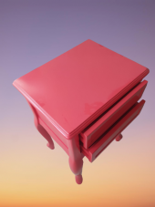 Komodin 18444 Klasik Model Kayın Aslan Ayak Pembe Renk Porselen kulp El Yapımı - 2