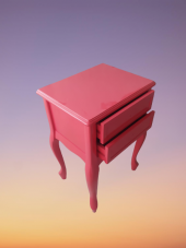 Komodin 18444 Klasik Model Kayın Aslan Ayak Pembe Renk Porselen kulp El Yapımı - 3