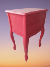 Komodin 18444 Klasik Model Kayın Aslan Ayak Pembe Renk Porselen kulp El Yapımı - 6