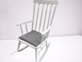 Sandalye 18449 Sallanan Bambu Kayın Retro Ayak Beyaz Lake kumaş minder El yapım - 1