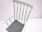 Sandalye 18449 Sallanan Bambu Kayın Retro Ayak Beyaz Lake kumaş minder El yapım - 3