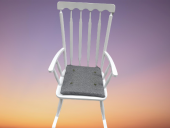 Sandalye 18449 Sallanan Bambu Kayın Retro Ayak Beyaz Lake kumaş minder El yapım - 5