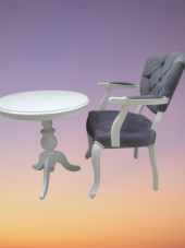 Fiskos-Berjer 18440 Sandalye Kelebek Model Parlak beyaz Kapitone Kumaş Aslan ayak - 8