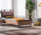 Karyola Urlu Loft 18385 Model Metal Kaliteli Suntalam 100*200 Dolgun Başlık - 2