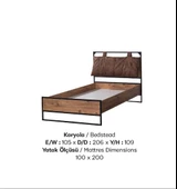 Karyola Urlu Loft 18385 Model Metal Kaliteli Suntalam 100*200 Dolgun Başlık - 1