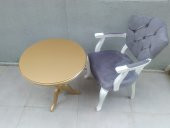 Fiskos Berjer 18377 Sandalye Kelebek Model beyaz GOLD Kapitone Kumaş Aslan ayak - 8