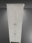 Çok Amaçlı 18179 Dolap BEYAZ Model Hard Parlak Suntalem 130 Demonte 4raf El Yapım - 7