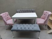 Berjer 18173 ÇAY SET Kayın lükens ASLAN Beyaz Kapitone Kalite Kumaş El Yapım - 3